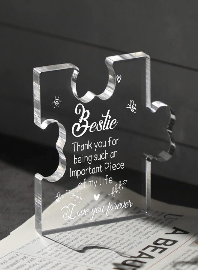 Gifzy To My Bestie Gifts - Best Friends Gifts for Women Acrylic Puzzle Plaque Desk Decorations for Best Friend Sister Girls Women BFF Birthday Friendship Graduation Mothers Day Gifts Card - 5 X 5 Inch - Image 4